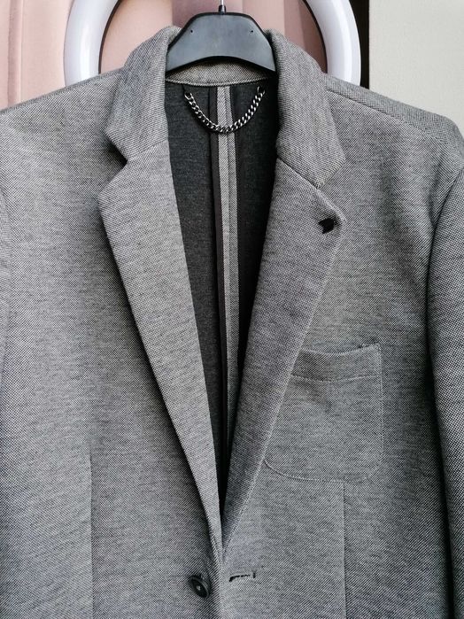 Szara młodzieżowa męska marynarka Slim Fit rozmiar S