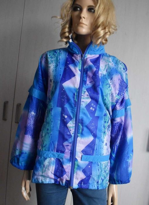 Kurtka 44 XXL 3XL kolorowa wiatrówka lekka retro vintage lata 90 \