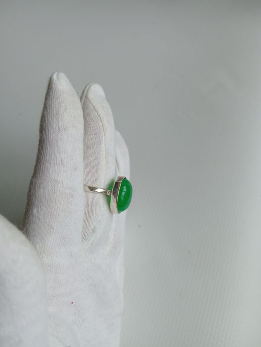 Каблучка срібна з хризопразом