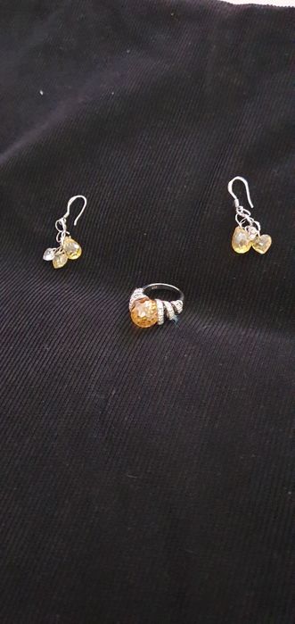 pierścionek i kolczyki srebro