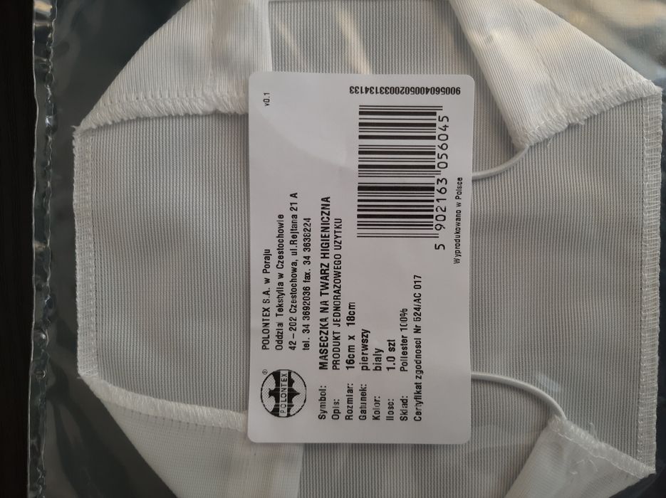 Maseczki ochronne higieniczne na twarz covid pojedynczo lub 8 sztuk