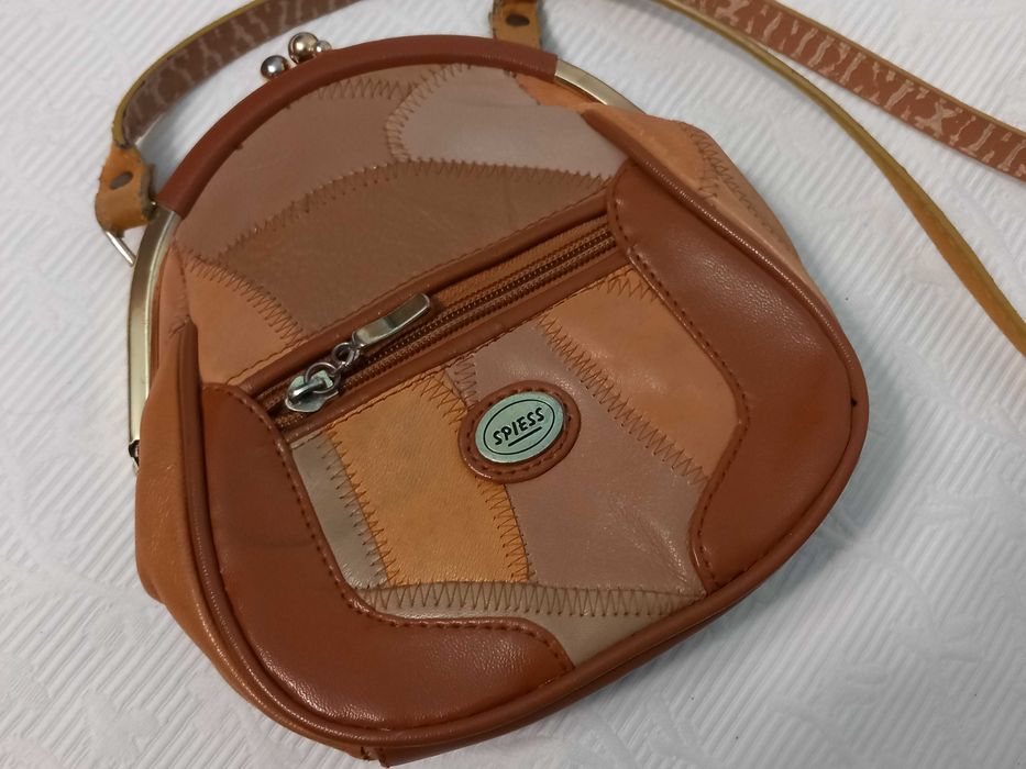 Mała torebka SPIESS w stylu VINTAGE skóra patchwork na ramię