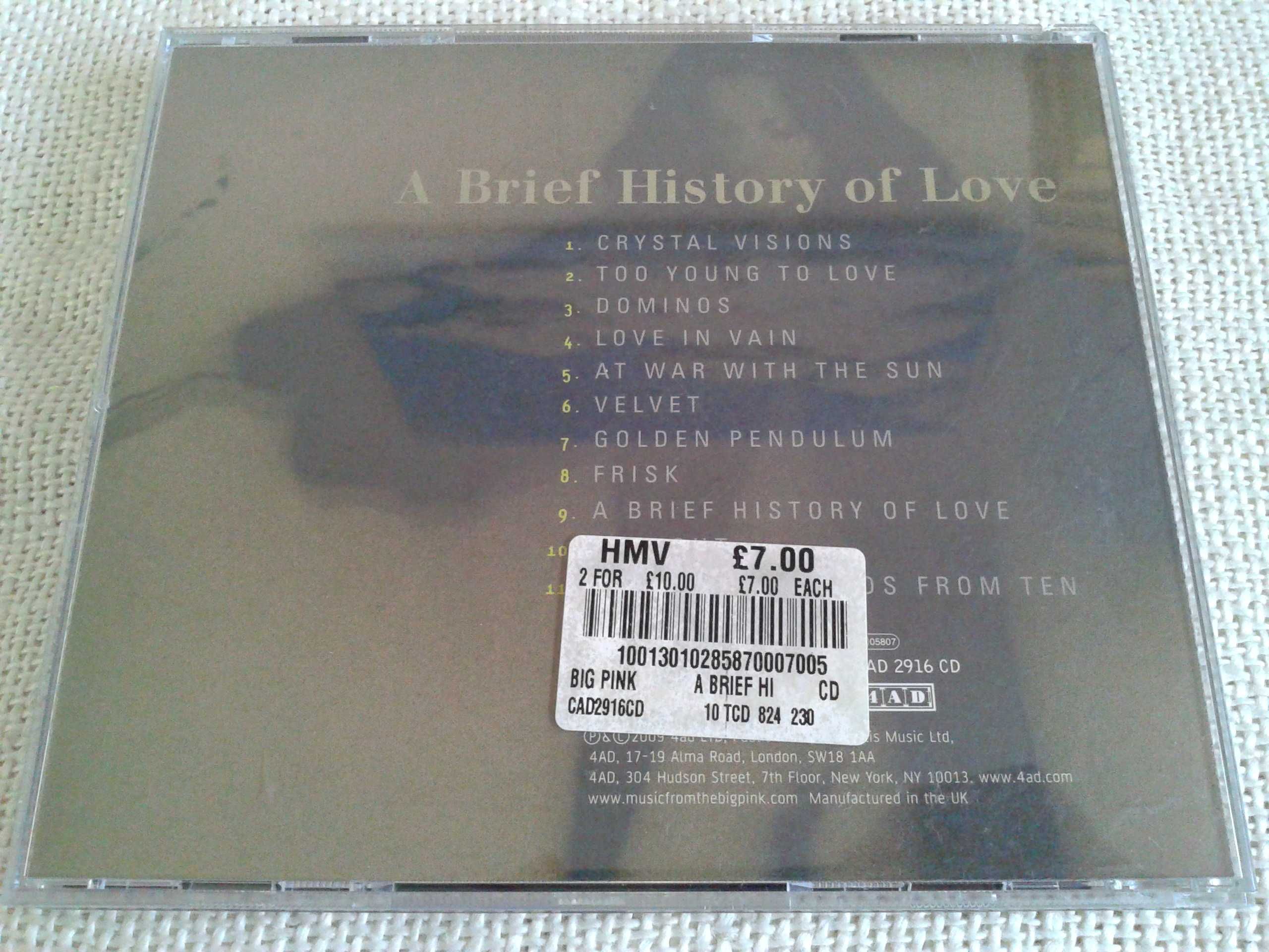 The Big Pink - A Brief History Of Love  CD