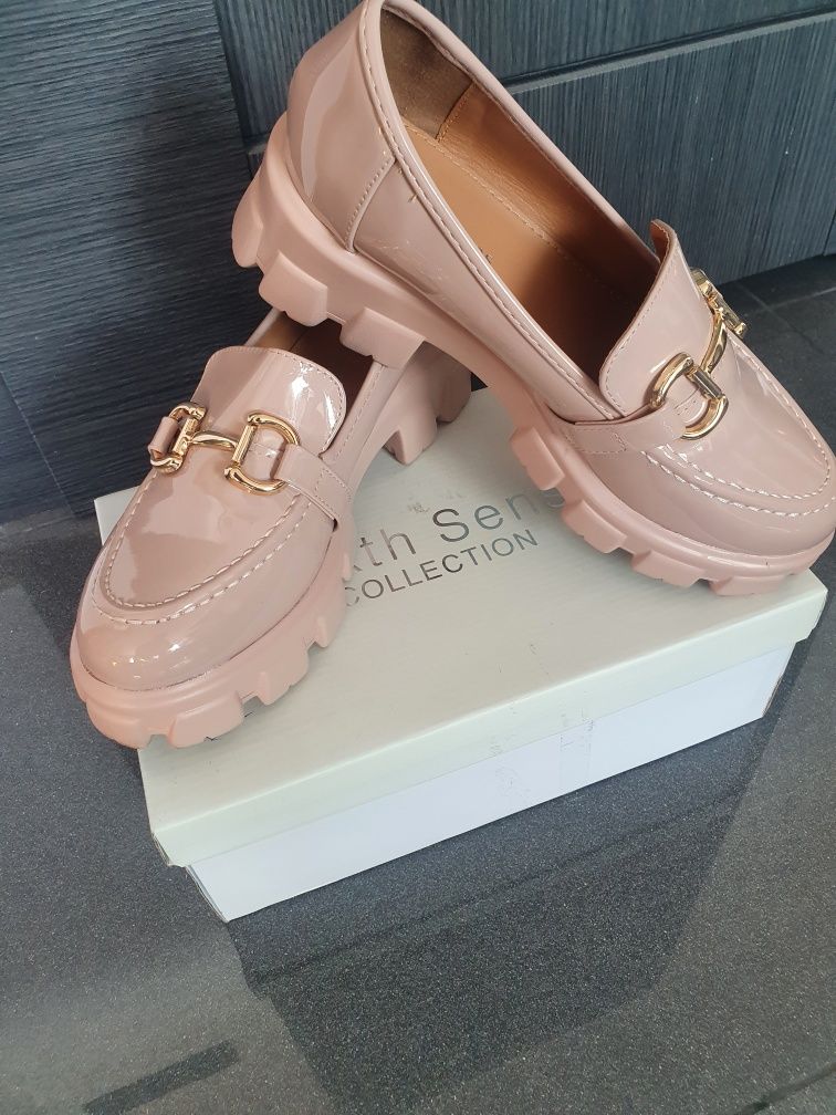 Buty mokasyny pudrowy róż 39r.