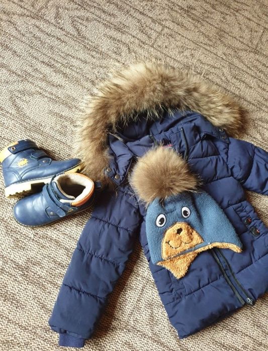 Зимняя куртка 3-5 104 110 116 С натуральним мехом