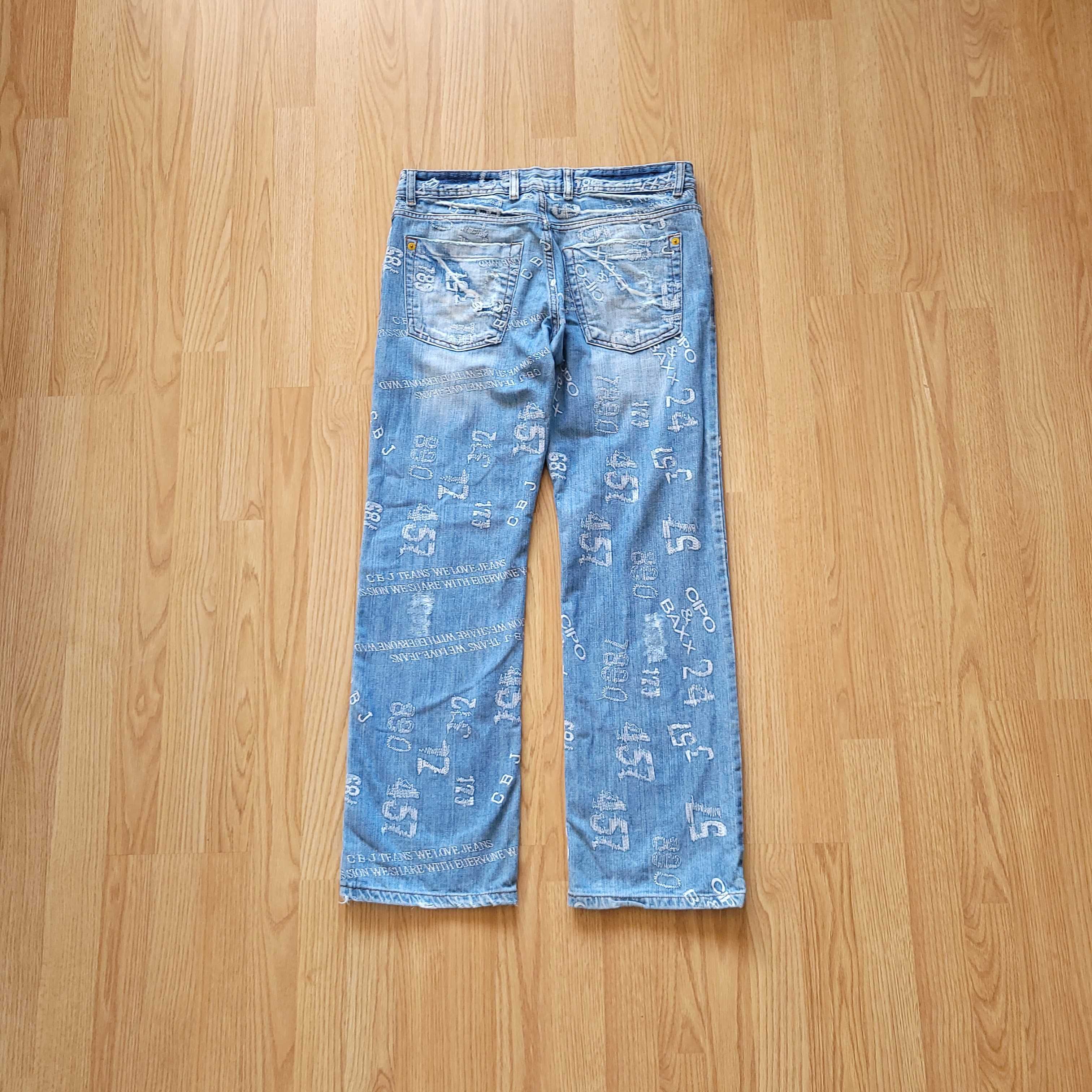 Spodnie jeansowe y2k Cipo&Baxx hafty 33/32 drip