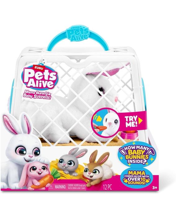 Інтерактивний набір Pets Alive Mama Bunny & Baby Surprise, м'яка іграш