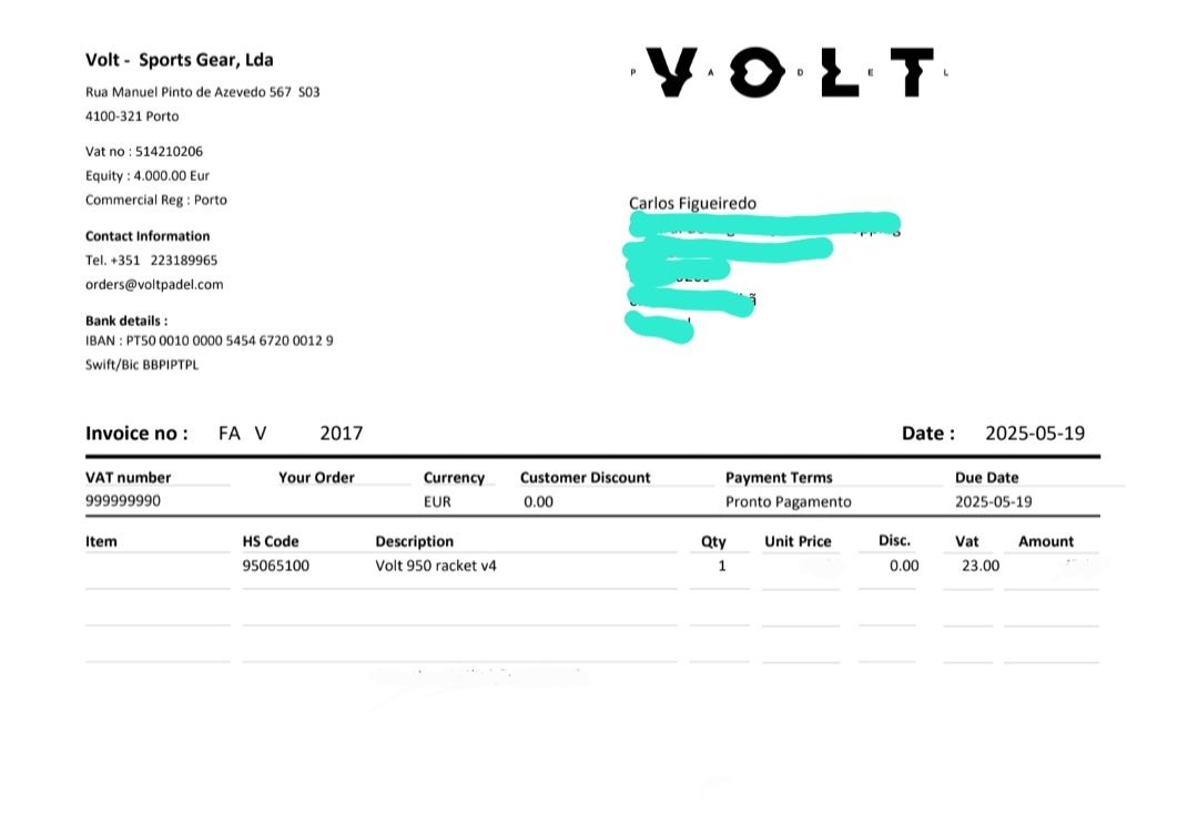 Raquete Volt V950 V4 nova