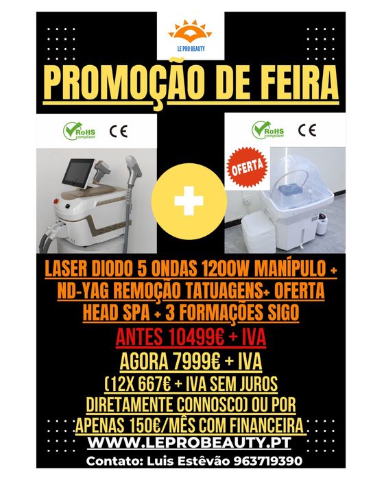 Laser diodo 5 ondas + NdYag + Curso DGERT + Garantia