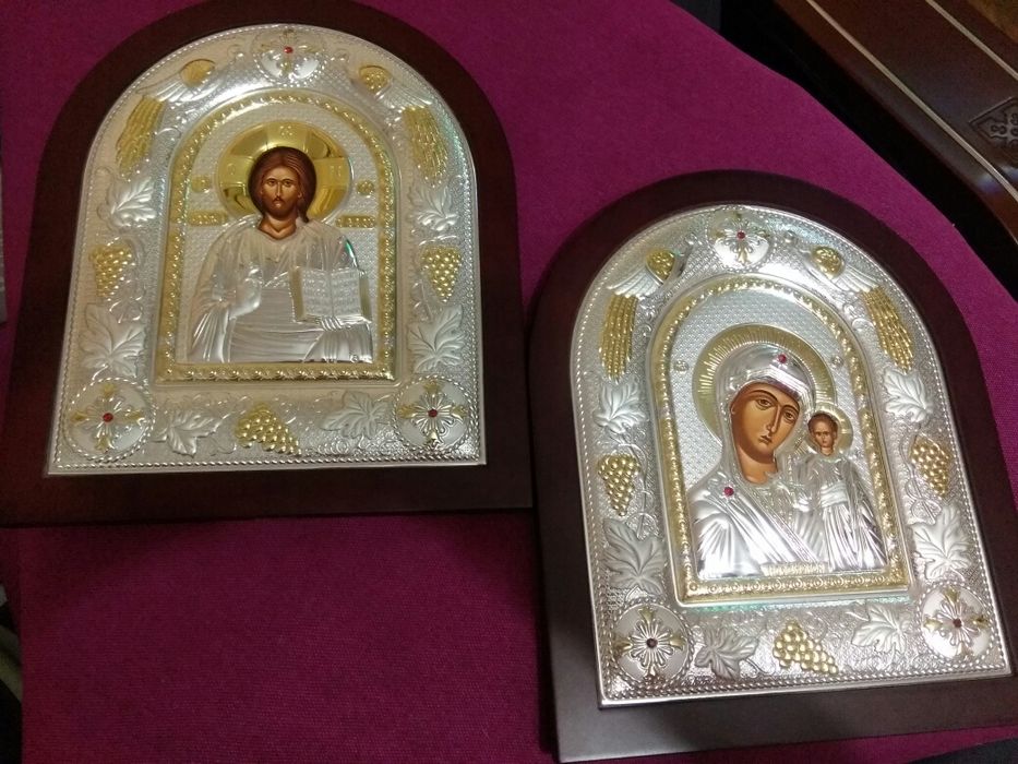 Венчальная пара икон серебро