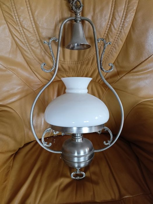 Lampa żyrandol klosz mosiądz że