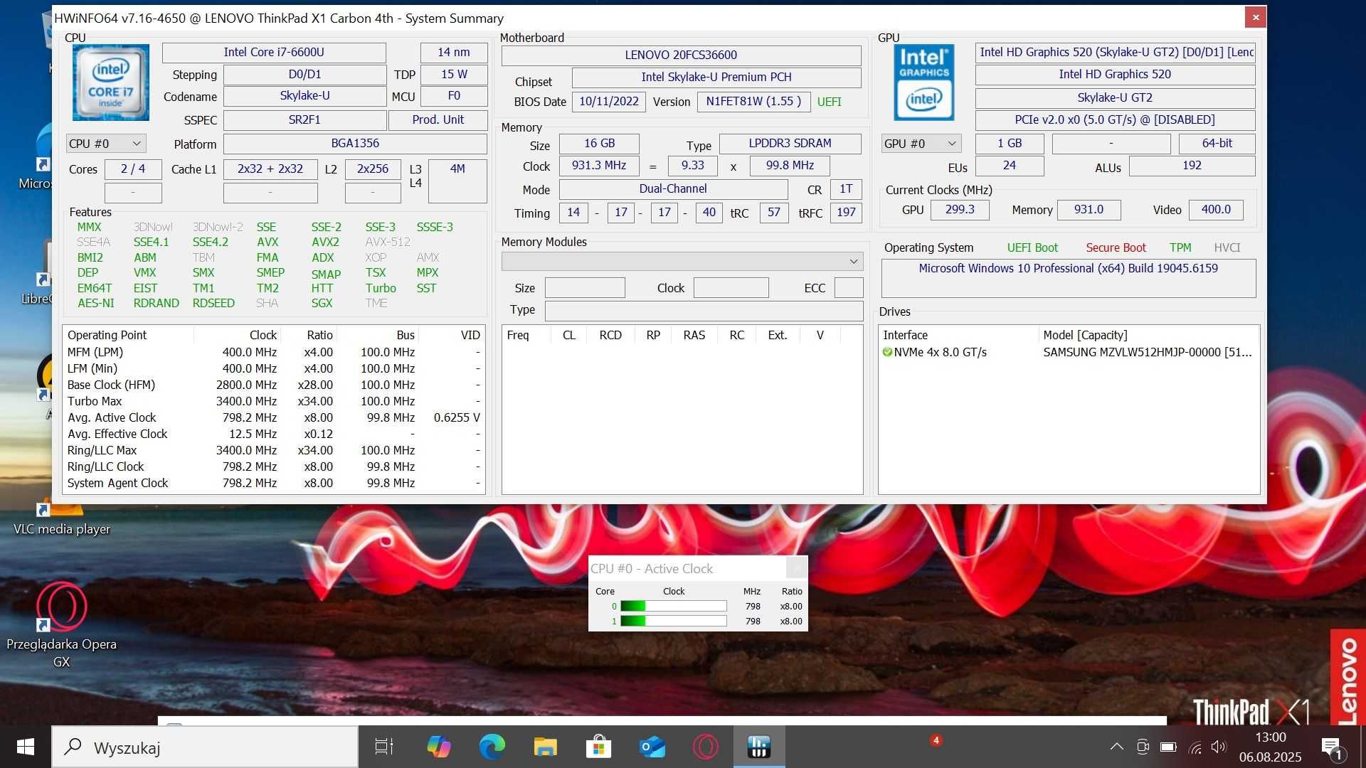 MOCNY ThinkPad CarbonX1 i7/16GbDDR/512m.2SSD/Bateria5h