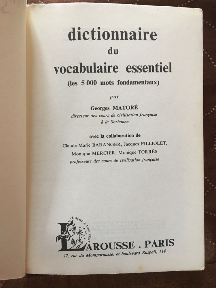 Dictionnaire du Vocabulaire Essentiel