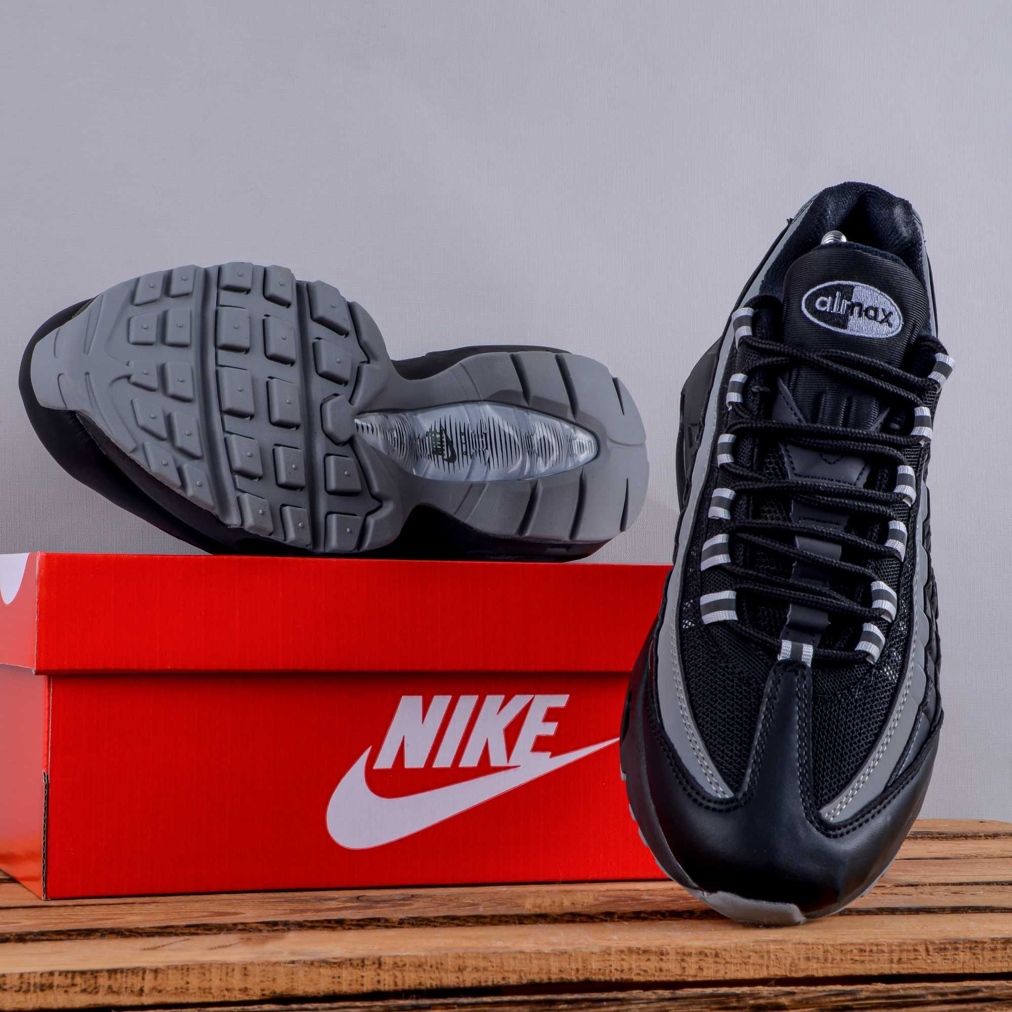 (1662) Чоловічі Кросівки Nike Air Max 95 чорні з сірим (41-45) В,єтнам