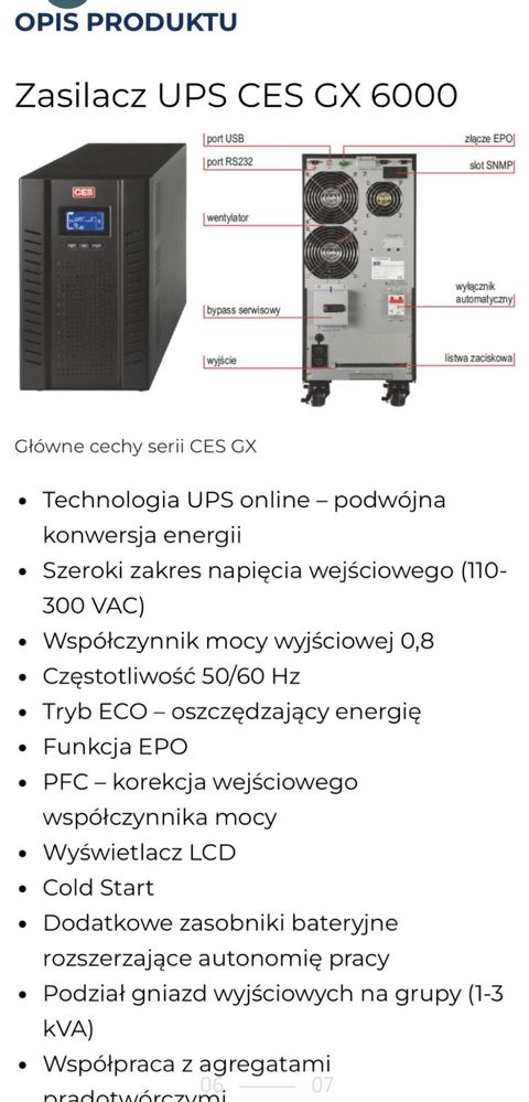 Nowy zapakowany Ups zasilacz bateria omega 6000