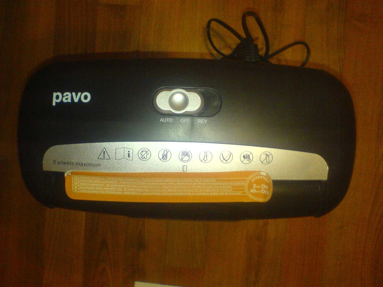 Niszczarka dokument PAVO SC106A cięcie 6xA4/6 mm pojemnik 10 l Nowa