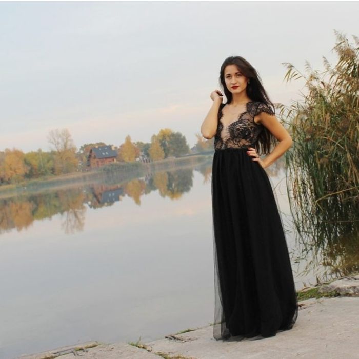 Платье вечернее чёрное длинное