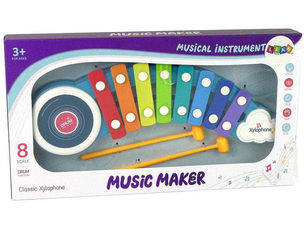 Kolorowe Cymbałki Bębenek Dla Dzieci Muzyka