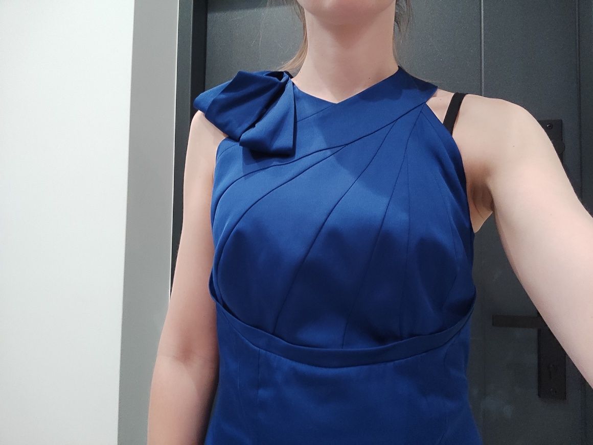 Kobaltowa niebieska sukienka do kolana 38 Solar na studniówkę