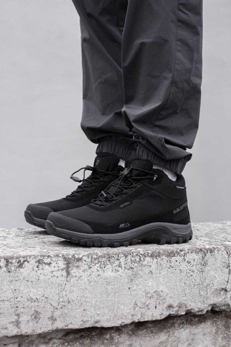 Чоловічі черевики зимові хутро Salomon Shelter Cs Wp Black grey 44