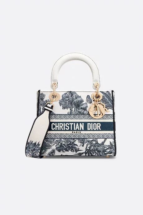 Сумка Lady Dior текстиль з вишивкою