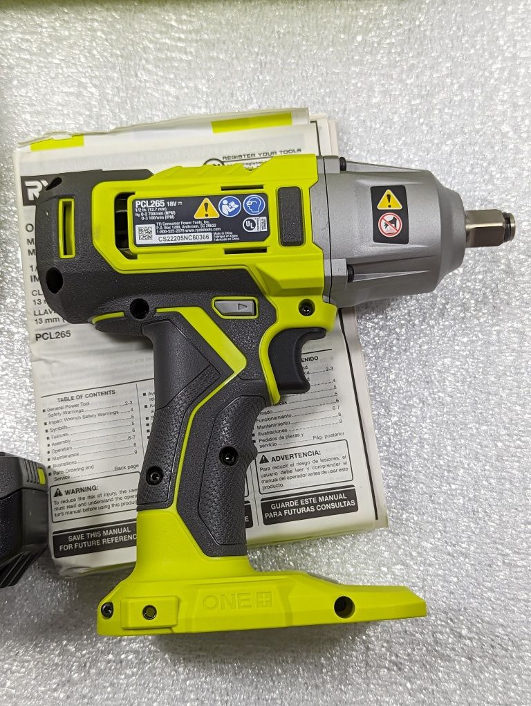 Ryobi One+ 18V PCL265K1 Акумуляторний гайковерт 600 Нм