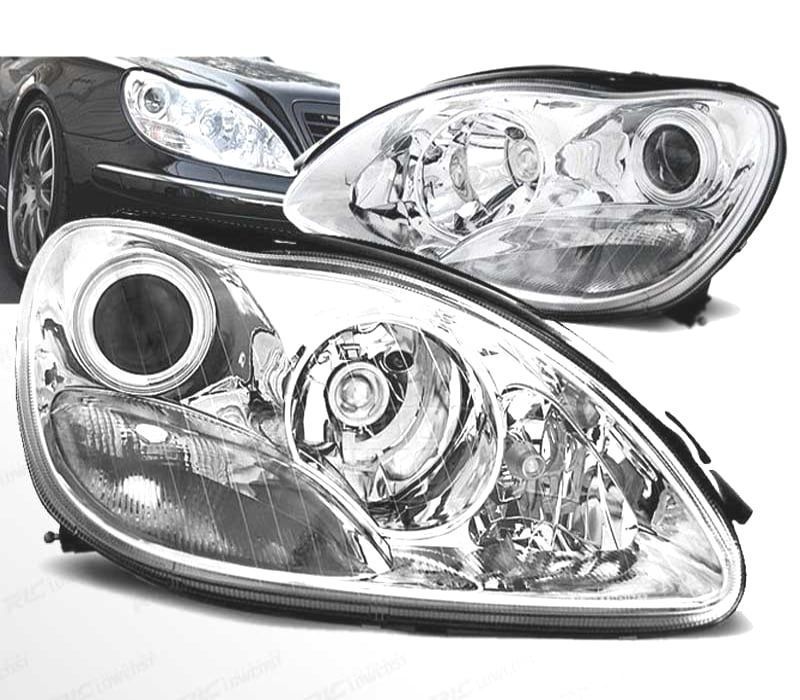FARÓIS MERCEDES W220 CLASE S 98-02 XENON CROMADO