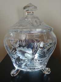 Bola waza do ponczu szkło kryształowe szlifowane grawerowane huta
