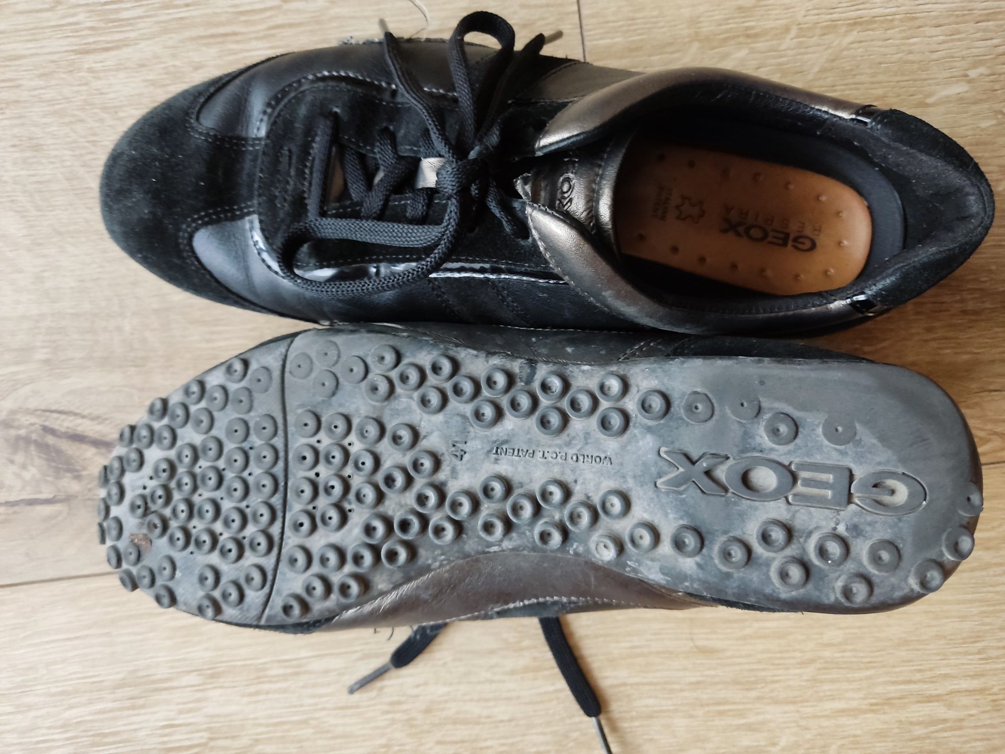 Geox 41 czarne sneakersy adidasy półbuty skórzane skóra sportowe