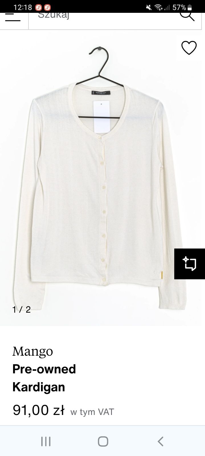 Sweterek kardigram mango xs/s