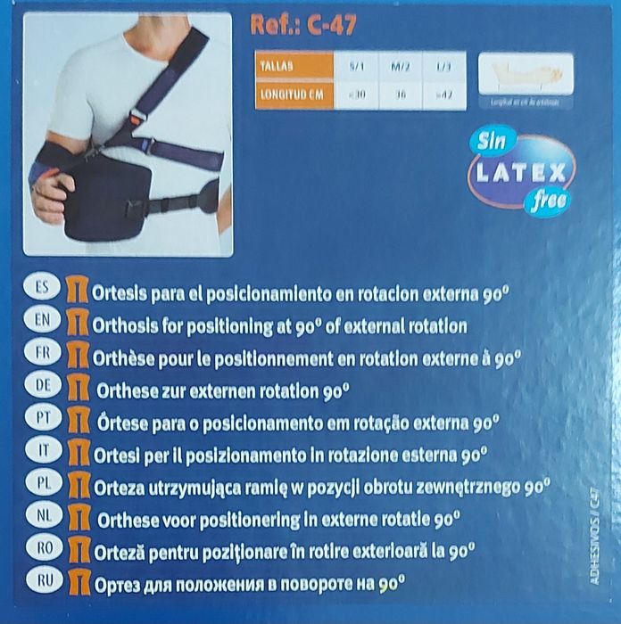 Apoio de braço direito pós cirurgia ao ombro