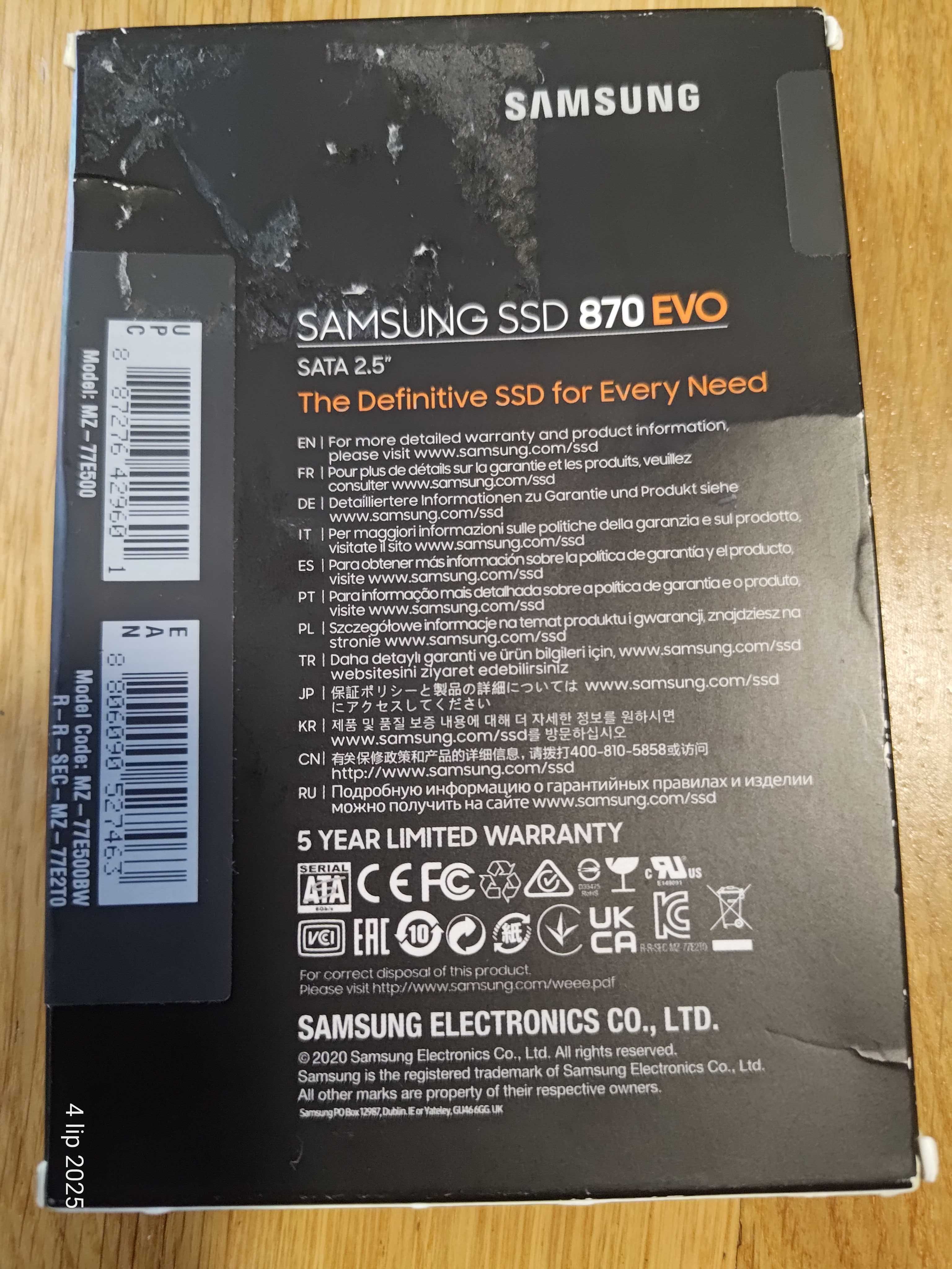 Dysk SSD Samsung 870 EVO 500GB MZ-77E500BW SATA-3