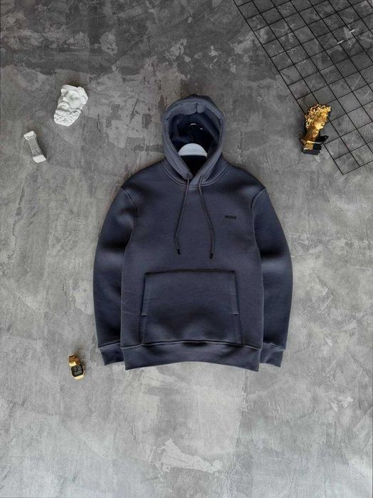 Худі Hugo Boss Premium на флісі з qr-кодом i57/HG102