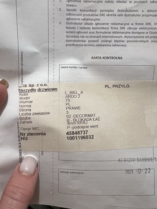 Drzwi wewnetrzne DRE model Ardo pokojowe + wc