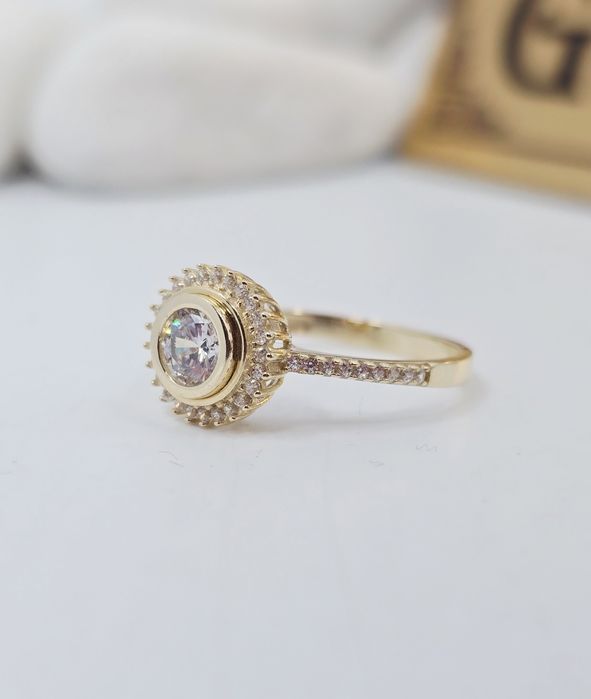 Złoty pierścionek z oczkiem próba 585 14k