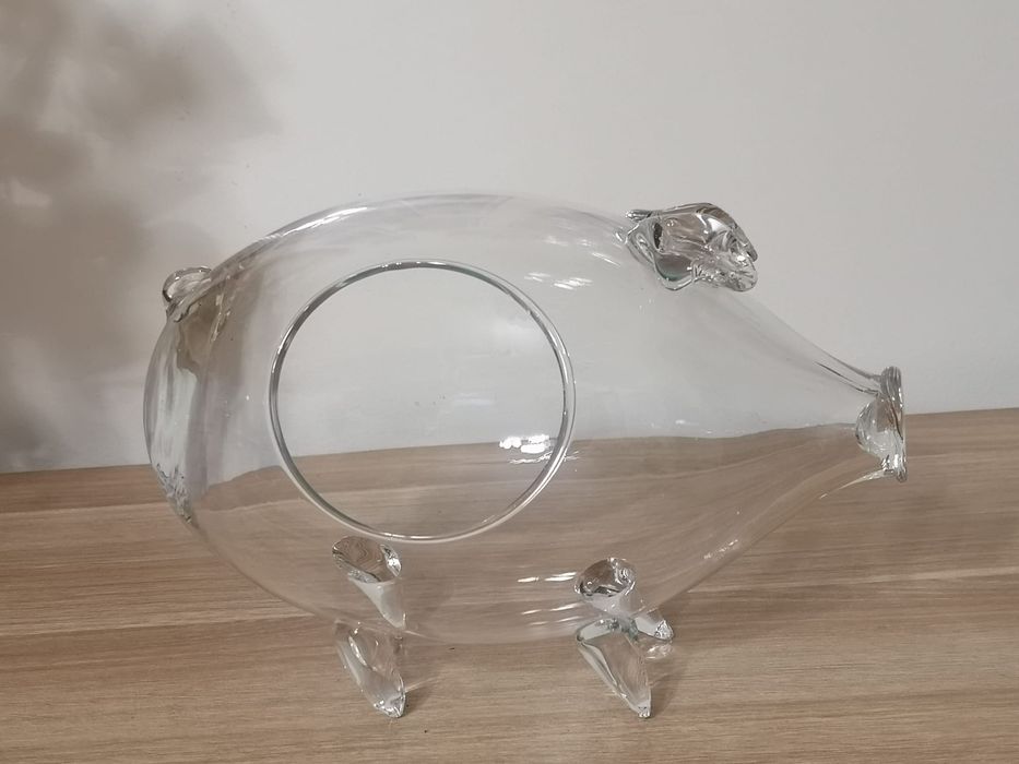 Świnka ze szkła pojemnik dekoracja