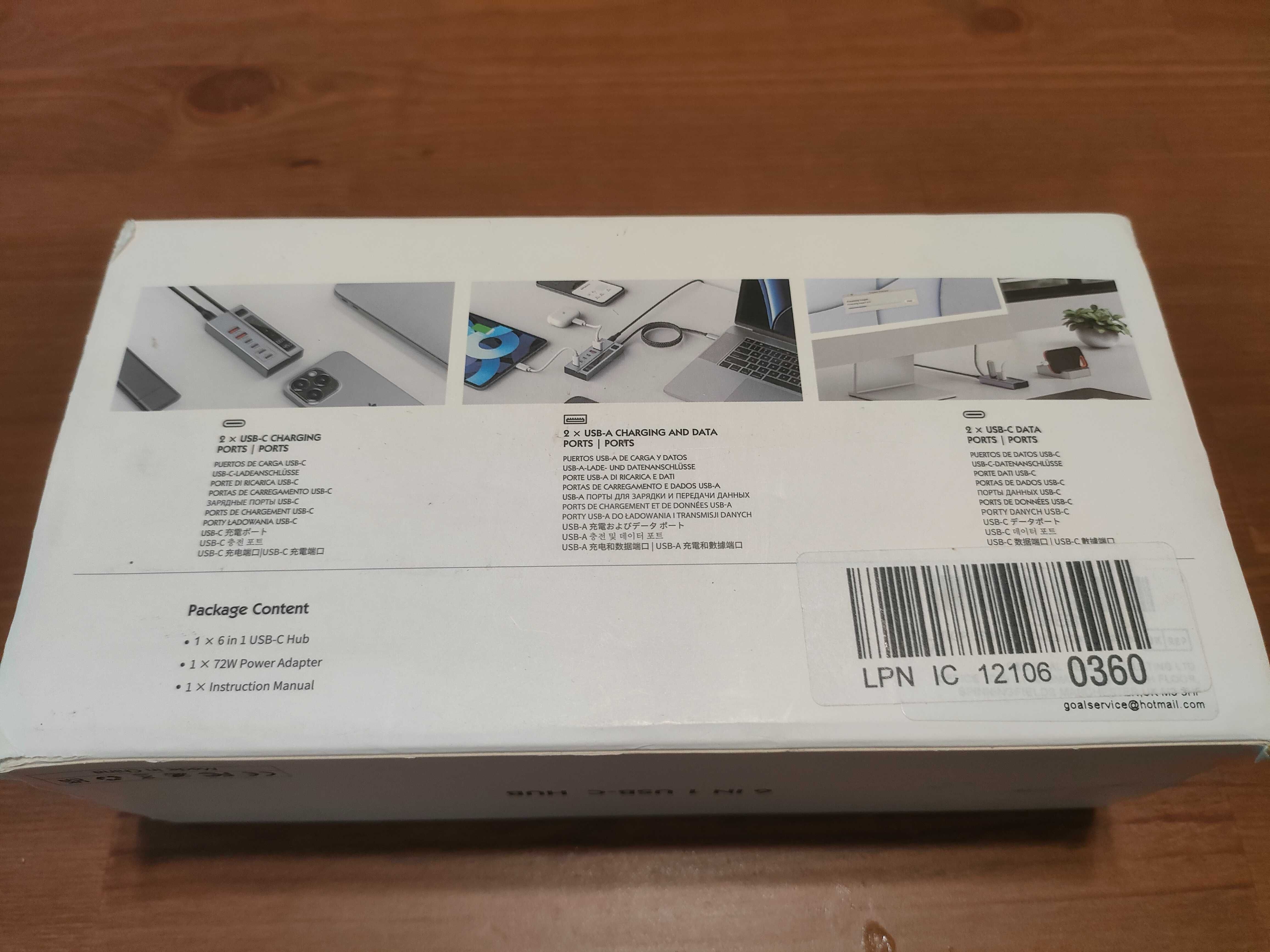HUB USB-C 6w1 PD 45W + Zasilacz 72W