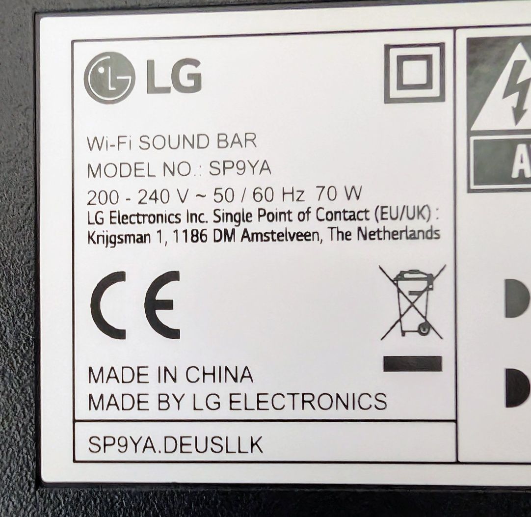 Barra de som LG SP9YA, 520W + Caixas Traseiras LG SPK8-S, 140W