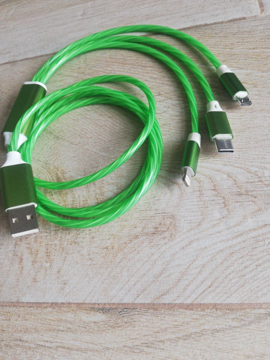 Adapter 3 w 1  5 A dla Apple Android, typ c, micro USB 1,2m.