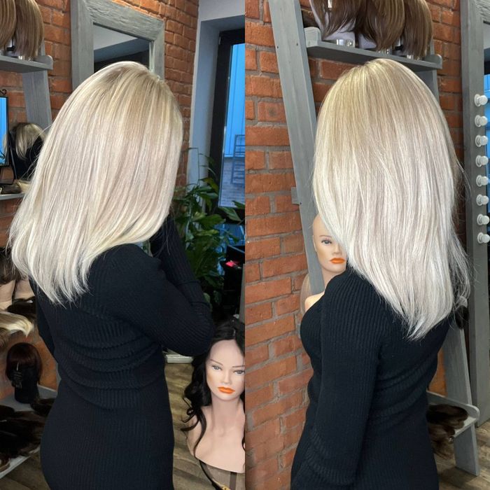 Натуральний парик пшеничний блонд Наращивание волос Wig Human Hair