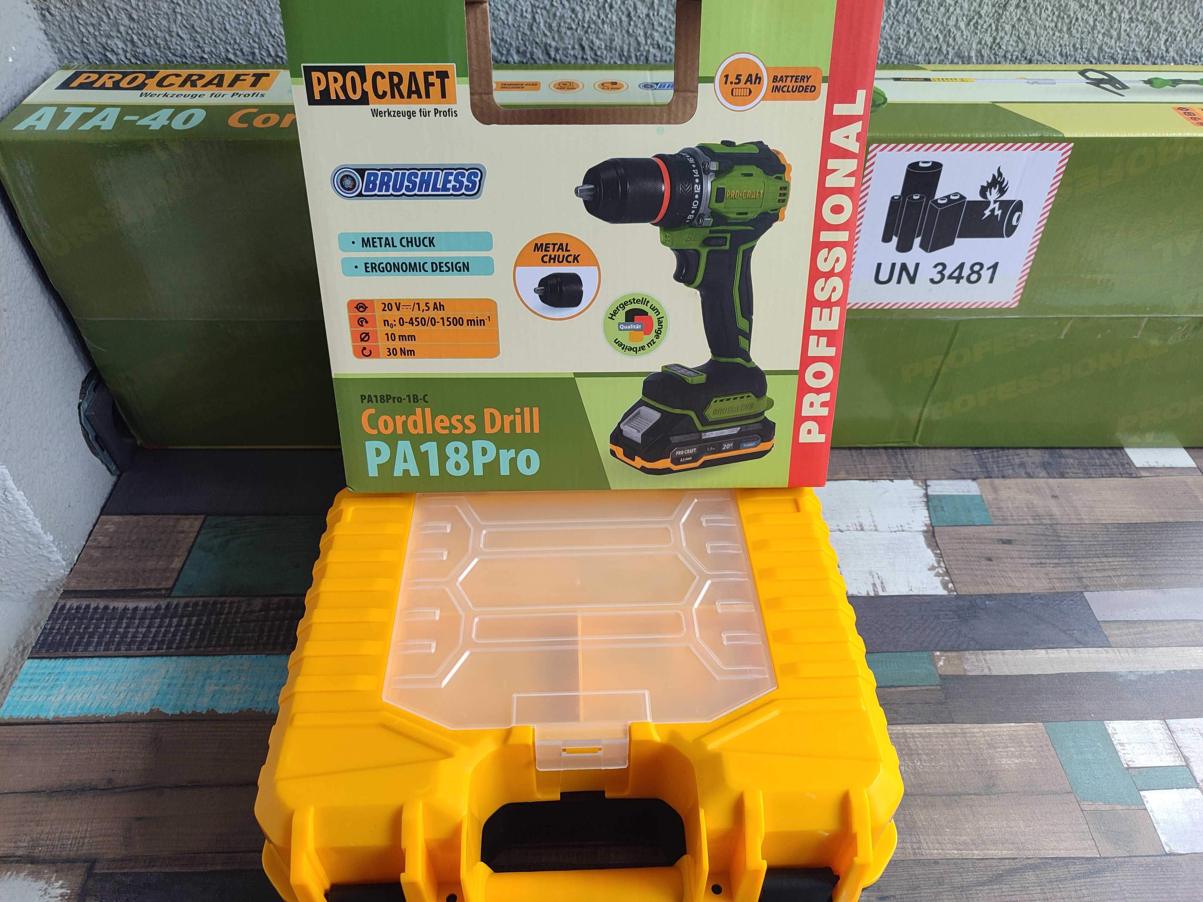 procraft pa-18pro – потужний безщетковий шуруповерт у зручному кейсі