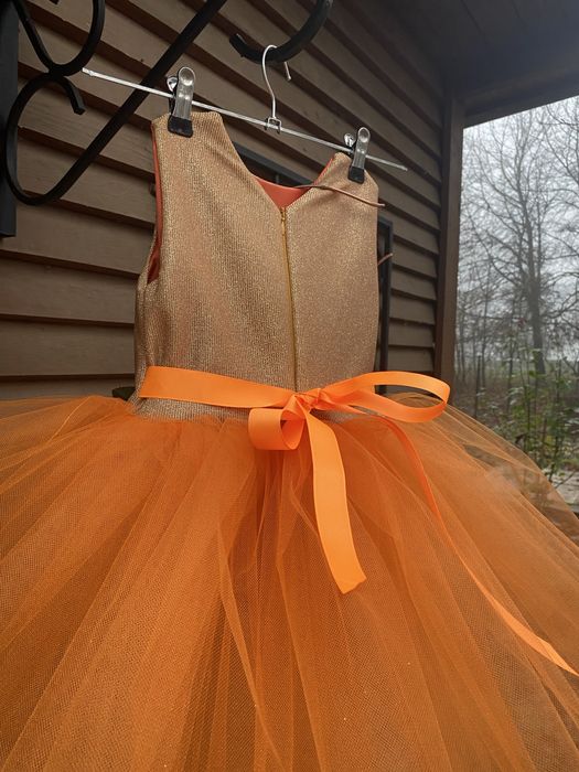 Сукня костюм мандаринка яскрава новорічна апельсин помаранчева коротка