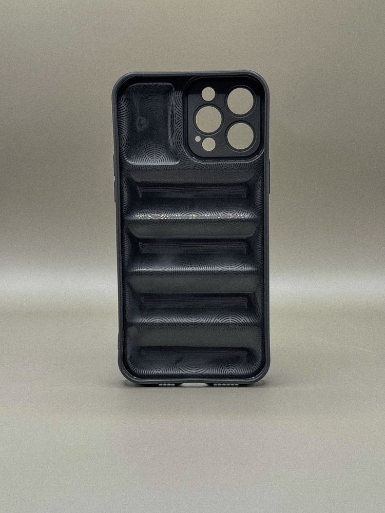 Силиконовый черный чехол пуховик Puffer The North Face iPhone/AirPods