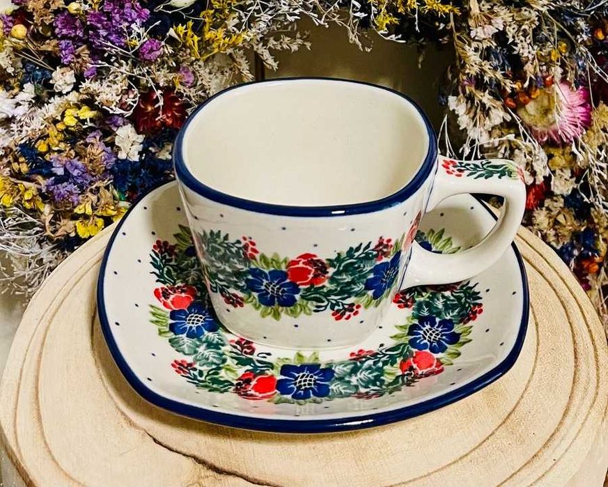 Ceramika Bolesławiec. Filiżanka + spodek 200 ml (2289)