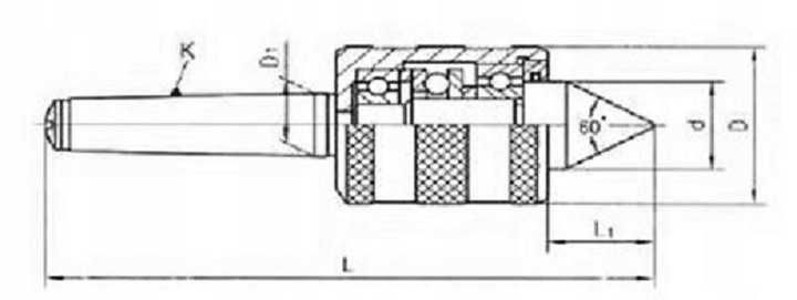 Kieł tokarski obrotowy 3 łożyskowy MK2 - Końcówka Węglik