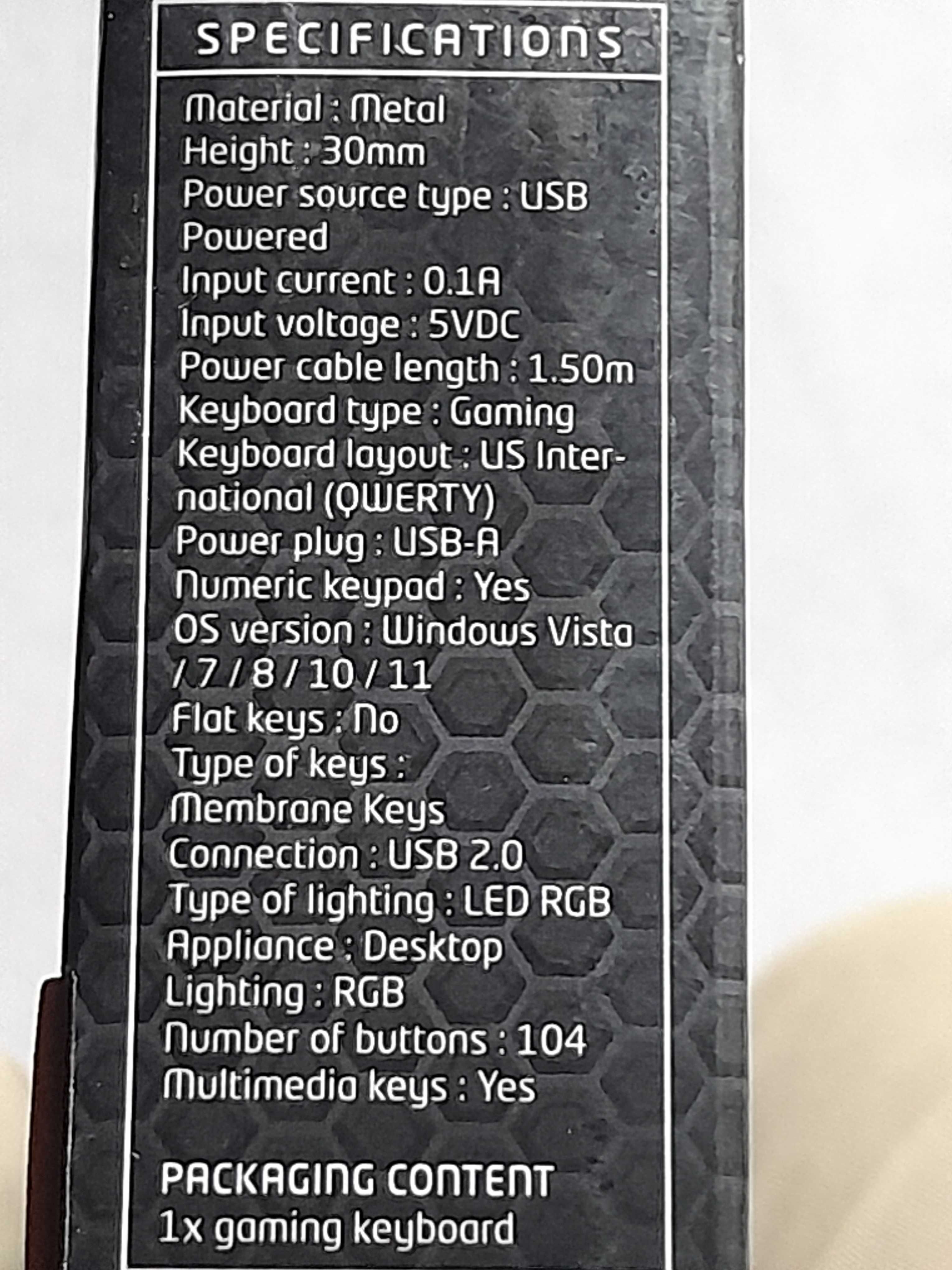 Gamingowa klawiatura podświetlana LED RGB NO FEAR Qwerty nowa outlet