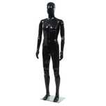 Nowy Manekin męski ze szklaną podstawą, czarny, błyszczący, 185 cm