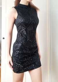 Czarna krótka sukienka cekinowa rozmiar M
