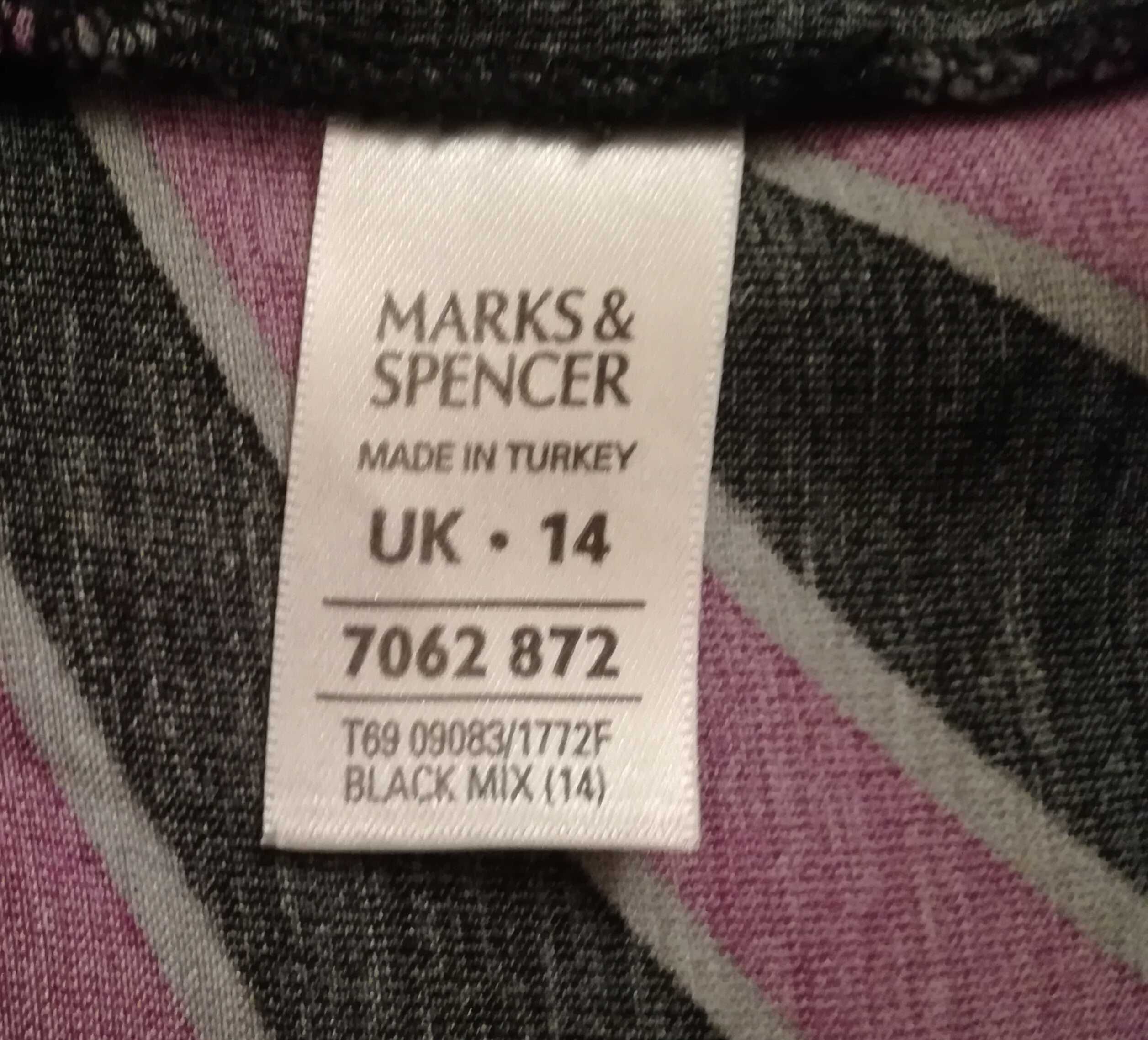 MARKS&SPENCER Elegancka sukienka fioletowo czarna 14