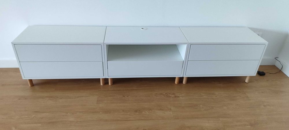 Movel TV, branco, 210x35x35 cm